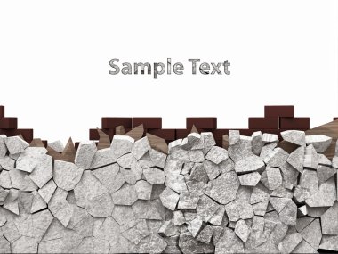 Broken Concrete Wall isolated on white background with place for Your text clipart