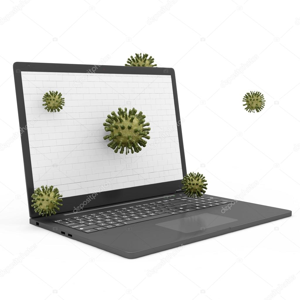 Laptop Security and Protection Concept isolated on white background