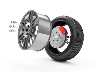 Car Wheel Concept. Demounted Car Wheel isolated on white background clipart