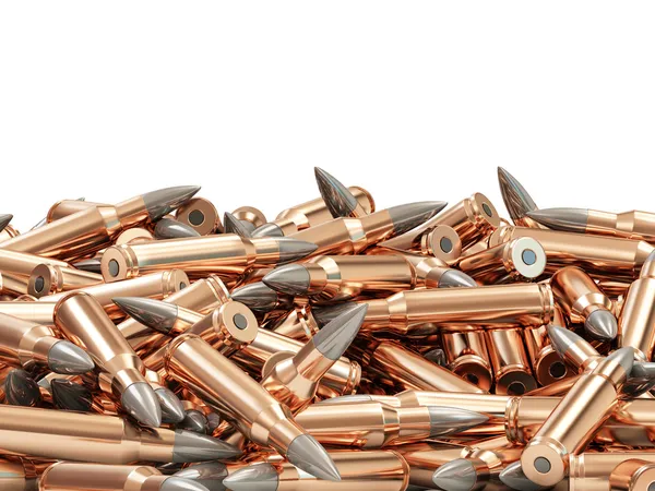 Heap of Rifle Bullets isolated on white background with place for Your text — Stock Photo, Image