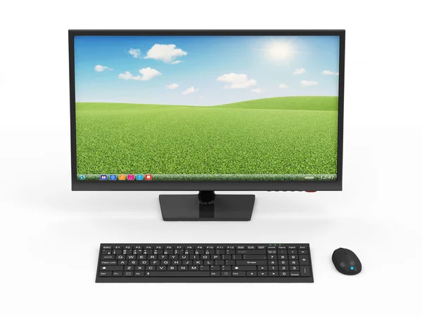 Computer desktop moderno isolato su sfondo bianco — Foto Stock