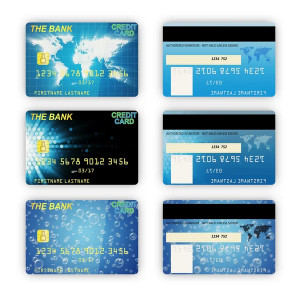 Beyaz arka plan üzerinde izole farklı kredi kartlarının seti — Stok fotoğraf