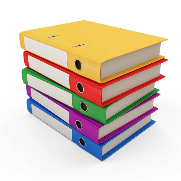 Группа разноцветных папок с документами на белом фоне — стоковое фото