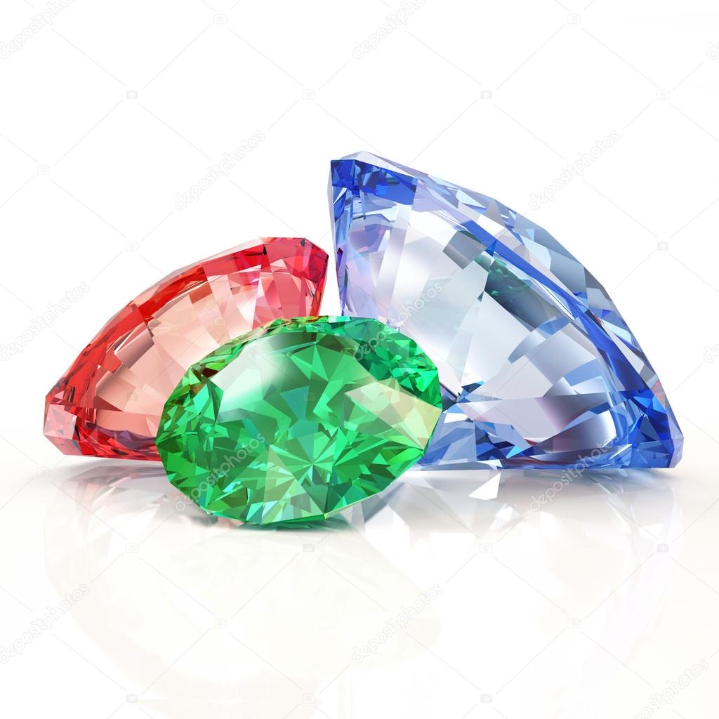 Colorful Diamonds isolated on white background