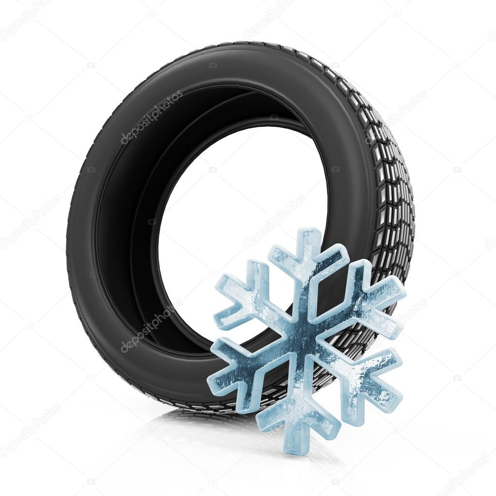 Winter Car Tire isolated on white background