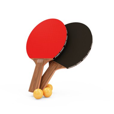 Masa Tenisi raket ve top beyaz zemin üzerine izole