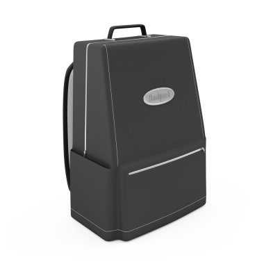 Siyah sırt çantası beyaz arkaplanda izole edildi