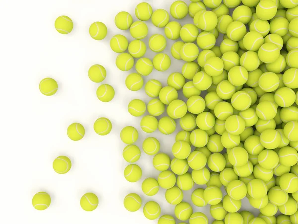Tenis topları beyaz zemin üzerine izole metin için yer ile yığını — Stok fotoğraf