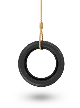 Tire swing isolated on white background clipart