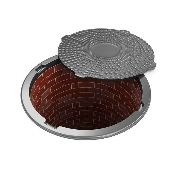 Opened Street Manhole isolated on white background