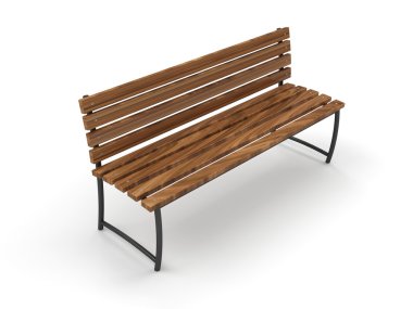 Beyaz arkaplanda park bankı izole