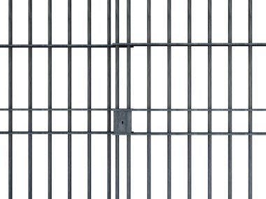 Beyaz arka plan üzerinde izole hapishane barlar