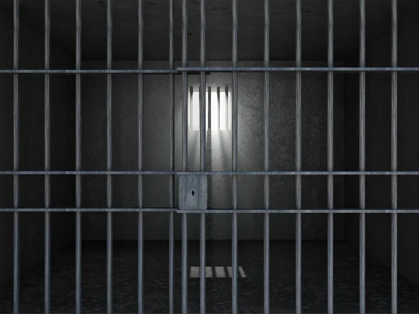 Interior de la antigua prisión Grunge con barras de la cárcel —  Fotos de Stock