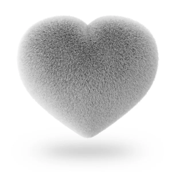 Άσπρο γούνινο καρδιά — Φωτογραφία Αρχείου