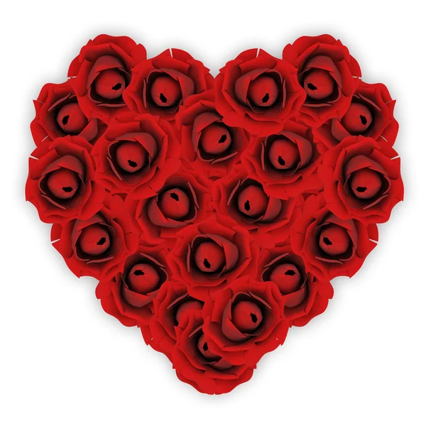 Corazón hecho de rosas rojas — Foto de Stock