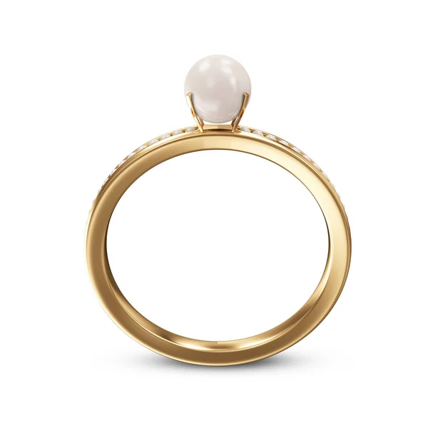 Golden ring with pearl — Stock Photo, Image