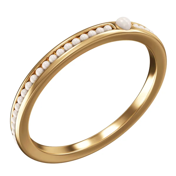 Goldener Ring mit Perlen — Stockfoto