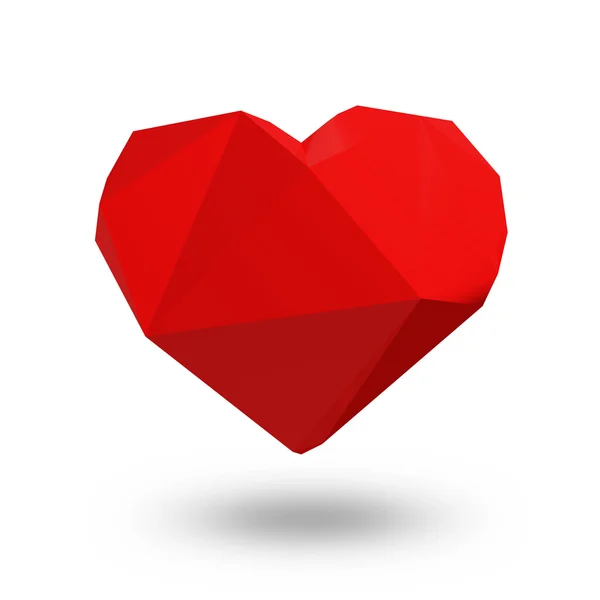 Červené srdce v origami stylu — Stock fotografie