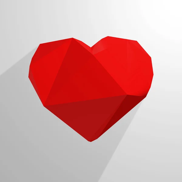 Corazón rojo en estilo origami — Foto de Stock