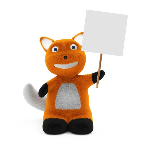 Cartoon fox met leeg bord — Stockfoto