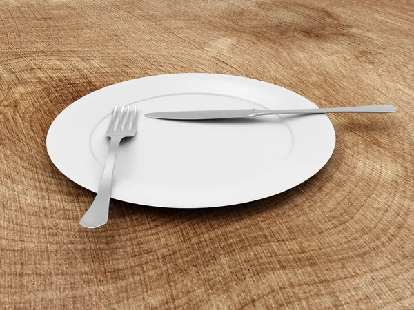 皿の上のフォークとナイフ — ストック写真