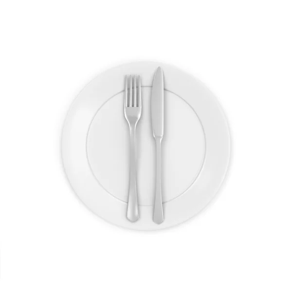 Teller mit Gabel und Messer — Stockfoto