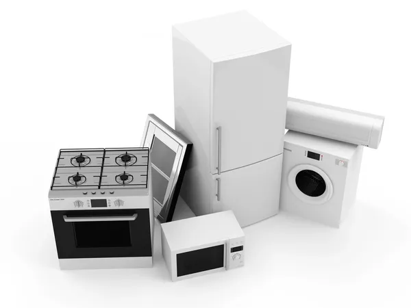 Холодильник, газова плита та кондиціонер — стокове фото