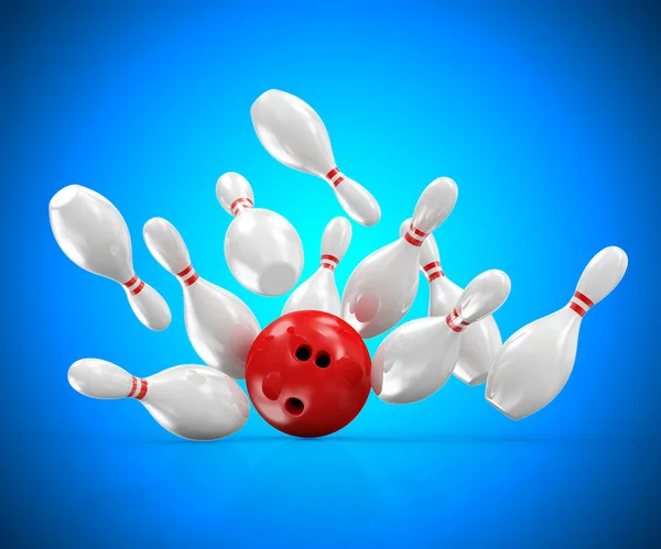 Bowling Ball and pins — Stock Photo, Image