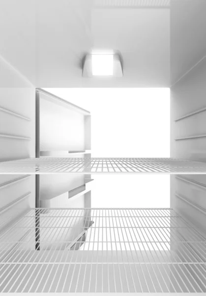 Внутри современного холодильника — стоковое фото
