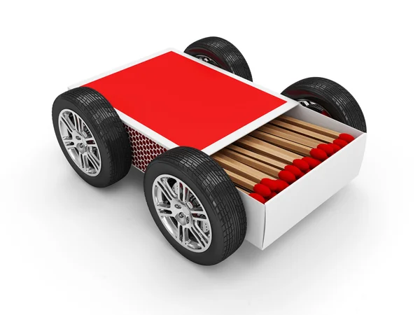 Rode matchbox op wielen — Stockfoto