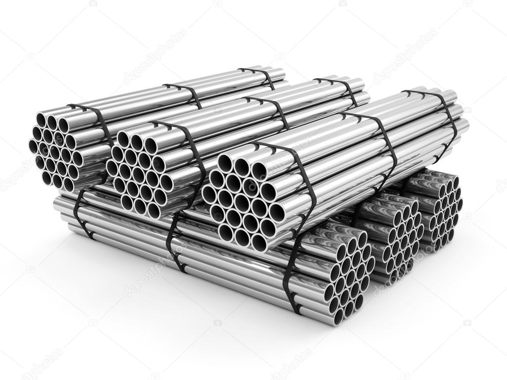 Stack of Steel Metal Tubes