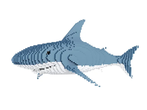 Beyaz köpekbalığı piksel tarzı — Stok fotoğraf