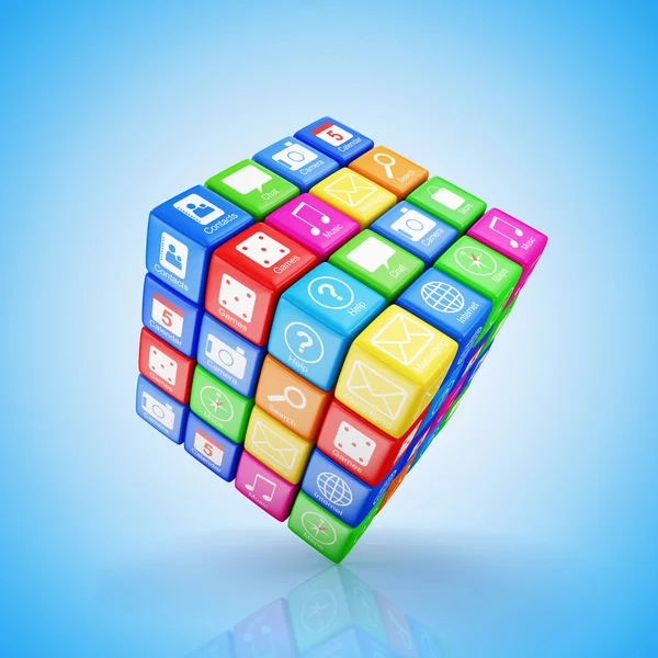 Abstract Cube Made From Application Icons — Stock Photo, Image