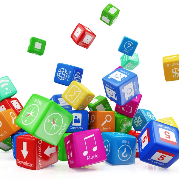 Abstract Cube Made From Application Icons — Stock Photo, Image