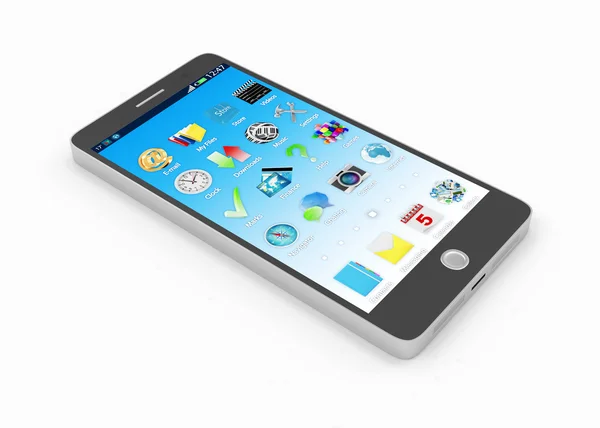 Inteligentny ekran dotykowy telefon na białym tle — Zdjęcie stockowe