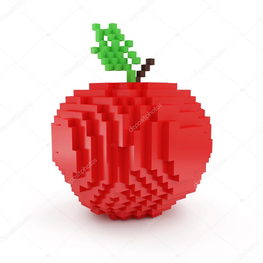 Red Apple in Pixel Style