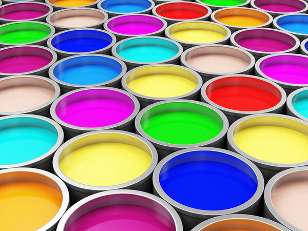 Heap of Colorful Paint Cans Abstract Background