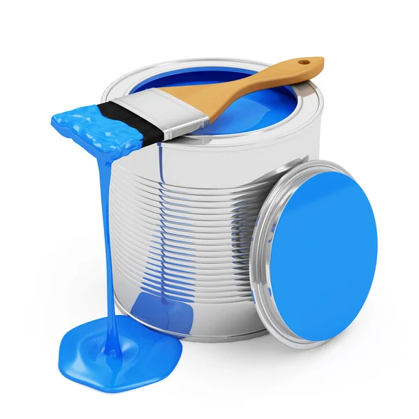 Blue Paint Splashing from a Can isolated — Stock Photo, Image