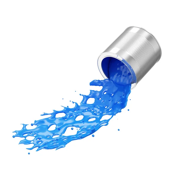 Blue Paint Splashing from a Can isolated — Stock Photo, Image