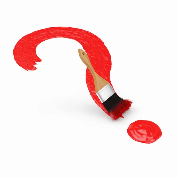 Drawn Question Mark with Red Paint Brush — Stock Photo, Image