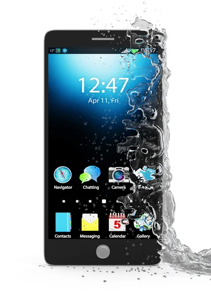 Vattentät pekskärm smartphone i vatten — Stockfoto