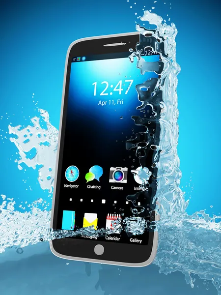 Su su geçirmez dokunmatik akıllı telefon — Stok fotoğraf