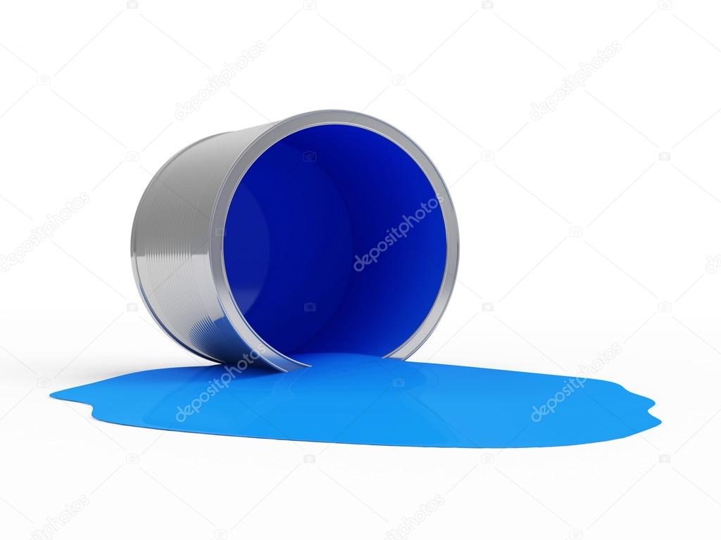 Blue Paint Splashing from a Can isolated