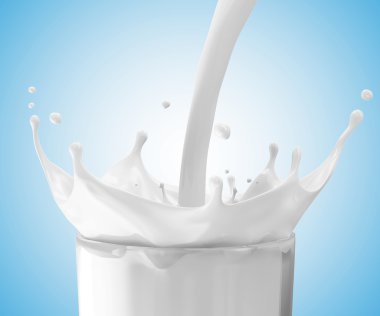 süt beyaz zemin üzerine izole dökerek sıçrama ile