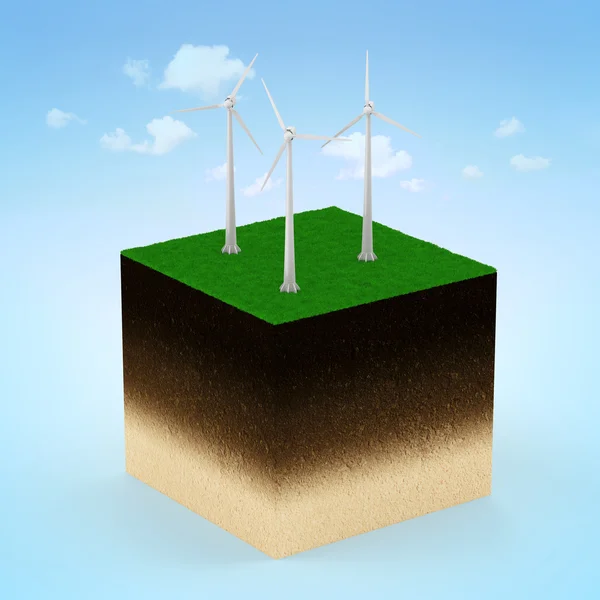 Современные ветряные турбины — стоковое фото