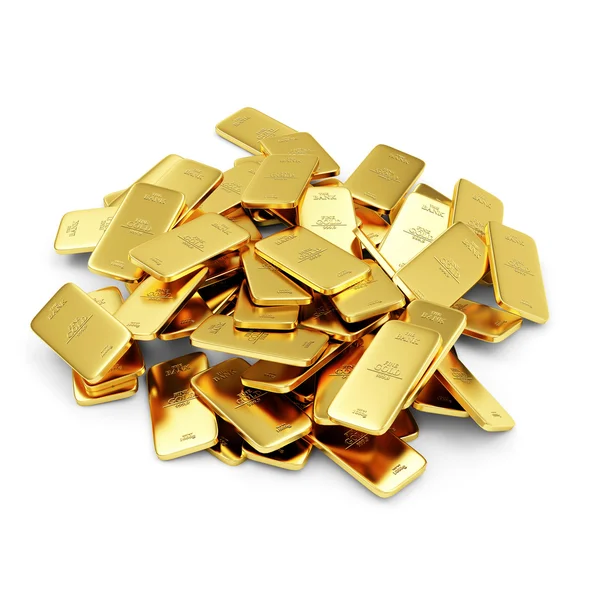 Heap of Flat Golden Bars — Stock Photo, Image