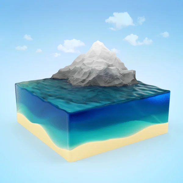 Erdquerschnitt mit Ozean — Stockfoto