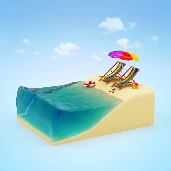 Spiaggia in miniatura con Mare — Foto Stock