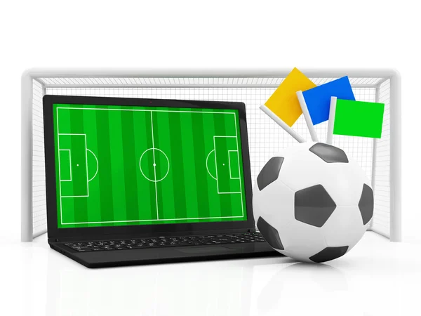 पीसी लैपटॉप फुटबॉल अवधारणा . — स्टॉक फ़ोटो, इमेज