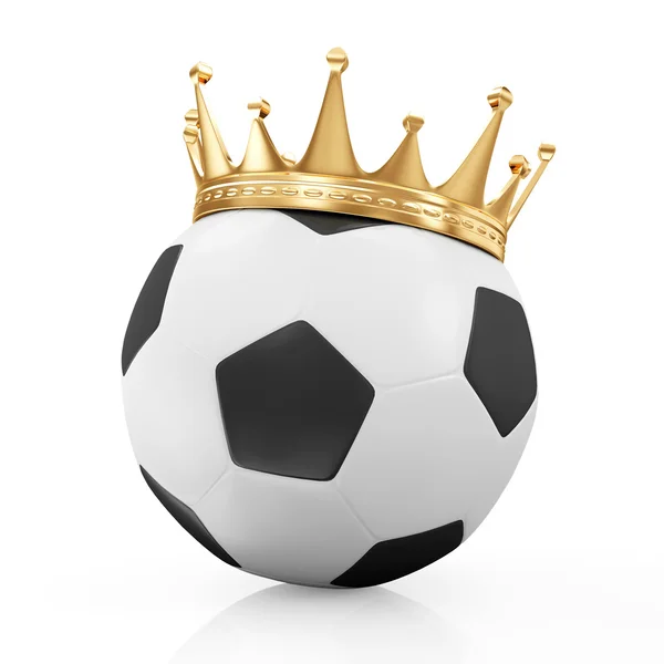 Corona de oro en balón de fútbol — Foto de Stock